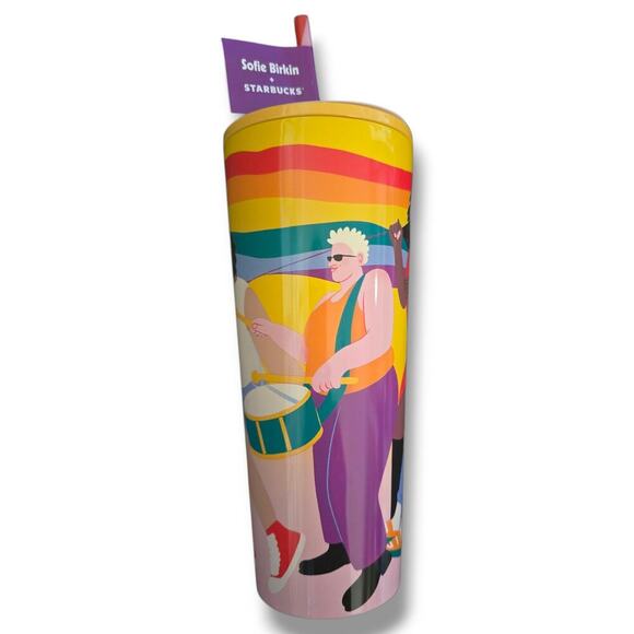 Starbucks X Sofie Birkin Yellow Summer Graphic SS Cold Cup Tumbler - Picture 4 of 7